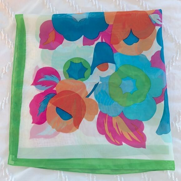 Chiffon Floral Marimekko Style Scarf - Picture 3 of 4